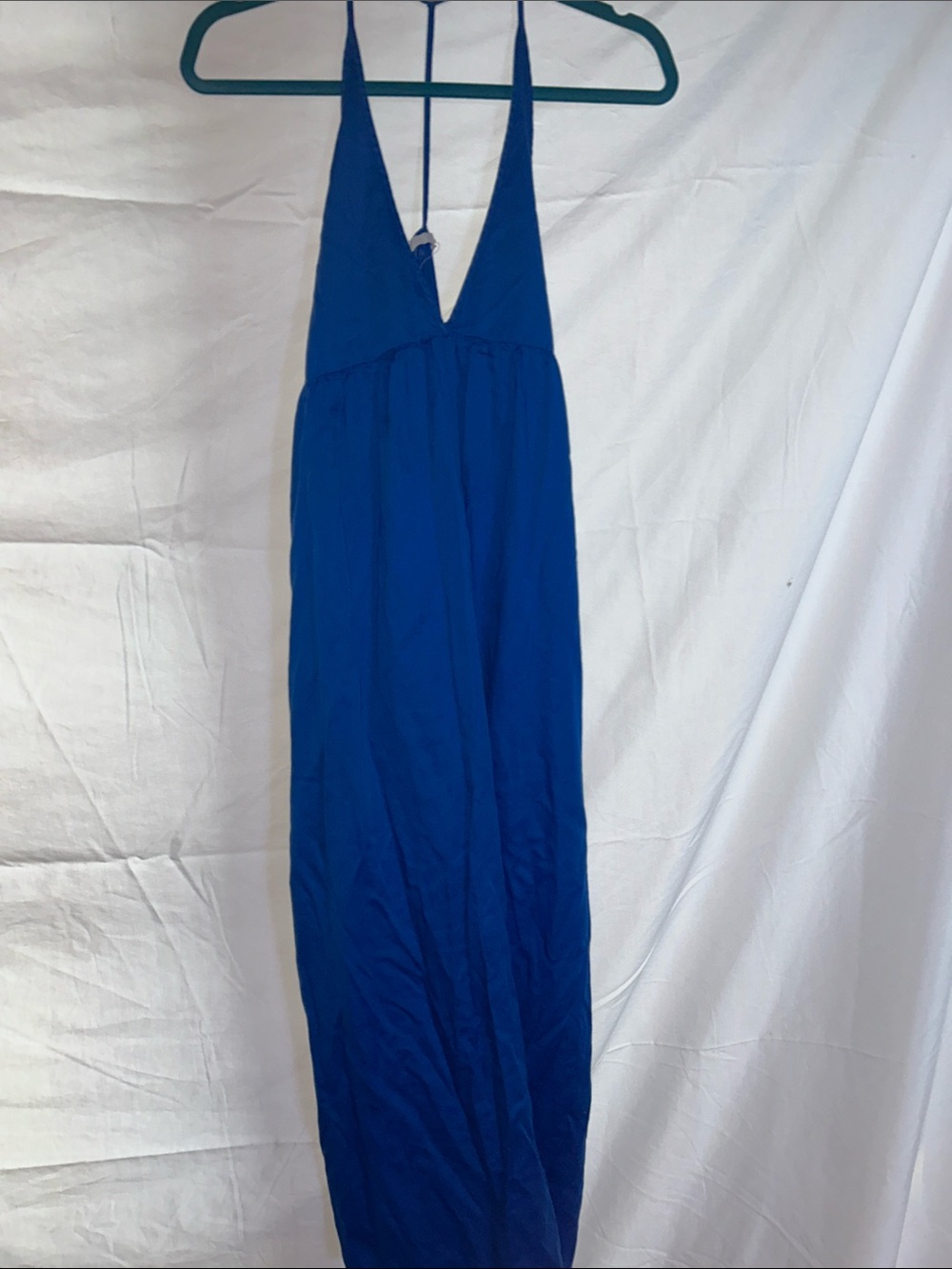 Women Blue V-Neck One Piece Dress